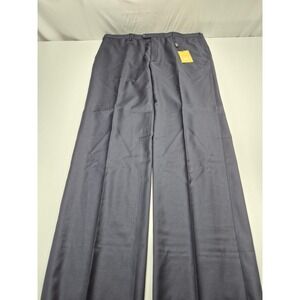 Galante Uomo Dress Pants Mens 46x36 Navy Blue Wool Flat Front Made Italy VBC NWT